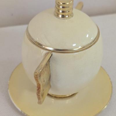 Vintage Carlton Ware England Sugar Bowl With Lid & Gold Trim (LR)