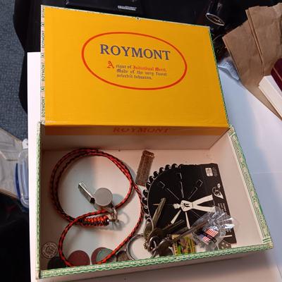 MISC TREAURES IN A CIGAR BOX