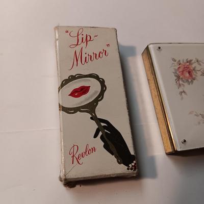 VINTAGE REVLON LIP MIRROR W/LIPSTICK AND A POWDER COMPACT