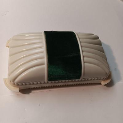 LIKE NEW SHEAFFER FOUNTAIN PEN AND PENCIL PLUS OLD JEWELRY BOX WITH VELVET BAND AND INTERIOR