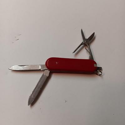 CLIP ON AVIATOR SUNGLASSES, SMALL DAGGER, SWISS ARMY KNIFE AND OLD LIGHTER