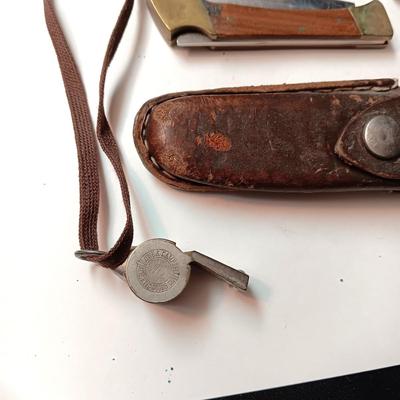 POCKET KNIVES, WHISTLE, GOLF PENCIL SHARPENER, BUTANE LIGHTER AND MORE