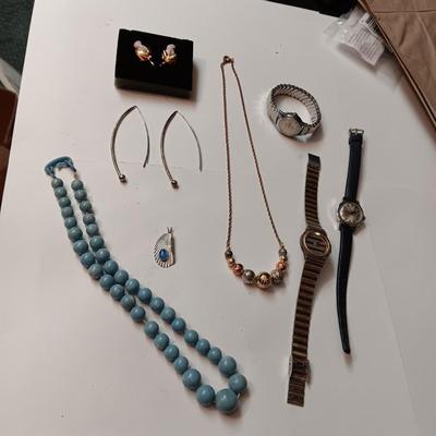 STERLING SILVER EARRINGS, WATCHES AND OTHER JEWELRY