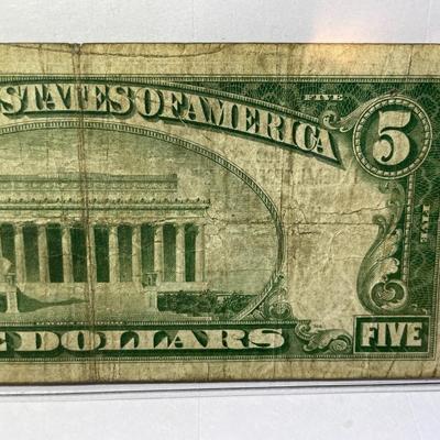 Series of 1929 Circulated Condition $5 New York City/NY National Currency Bank Note as Pictured. Free Domestic Shipping.