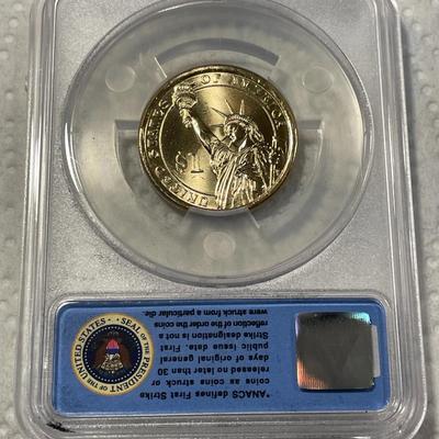 ANACS Certified 2016-D MS67 RONALD REAGAN Presidential Dollar Coin "First Strike" as Pictured. FREE DOMESTIC SHIPPING.