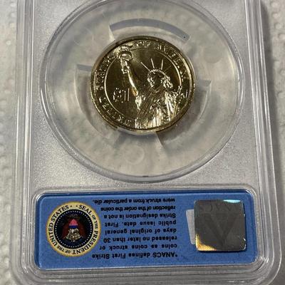 ANACS Certified 2013-P MS67 THEODORE ROOSEVELT Presidential Dollar Coin "First Strike" as Pictured. FREE DOMESTIC SHIPPING.