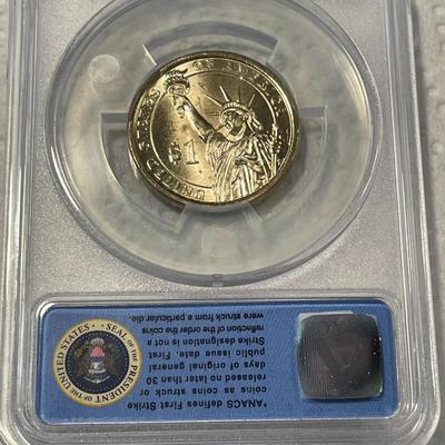 ANACS Certified 2015-P MS67 LYNDON B. JOHNSON Presidential Dollar Coin "First Strike" as Pictured. FREE DOMESTIC SHIPPING.