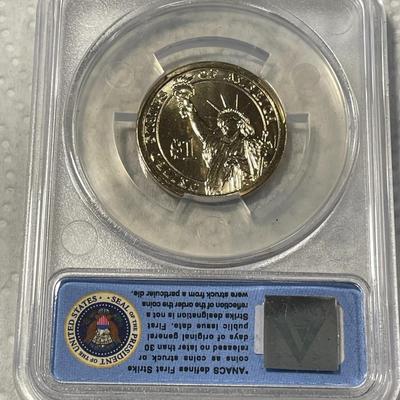ANACS Certified 2011-P MS67 JAMES GARFIELD Presidential Dollar Coin "First Strike" as Pictured. FREE DOMESTIC SHIPPING.