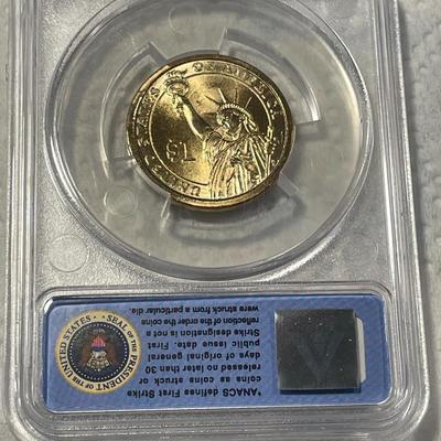 ANACS Certified 2010-P MS67 JAMES BUCHANAN Presidential Dollar Coin "First Strike" as Pictured. FREE DOMESTIC SHIPPING.