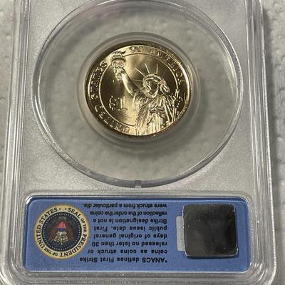 ANACS Certified 2014-P MS67 WARREN HARDING Presidential Dollar Coin "First Strike" as Pictured. FREE DOMESTIC SHIPPING.