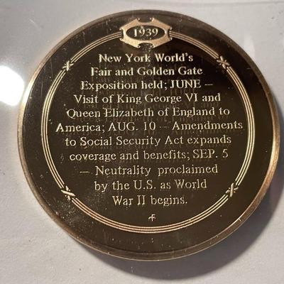 1939 U.S. NEUTRALITY PROCLAIMED FRANKLIN MINT PROOF BRONZE MEDAL (MEDAL #45). FREE DOMESTIC SHIPPING.