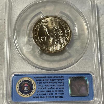 ANACS Certified 2012-P MS67 Grover Cleveland Presidential Dollar Coin "First Strike" as Pictured. FREE DOMESTIC SHIPPING.