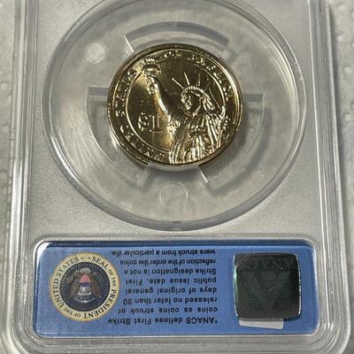 ANACS Certified 2012-D MS67 Benjamin Harrison Presidential Dollar Coin "First Strike" as Pictured. FREE DOMESTIC SHIPPING.