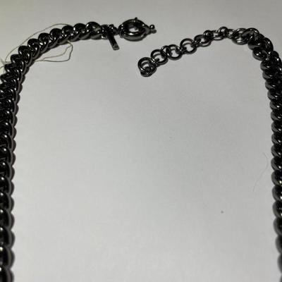 Nine West Gun Metal Color Fashion Necklace 17-19" Adjustable in New Never Worn Condition.