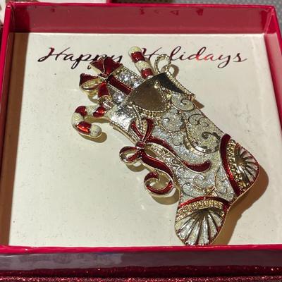 Lot of 3 Boxed Happy Holidays Jewelry New in Boxes as Pictured.