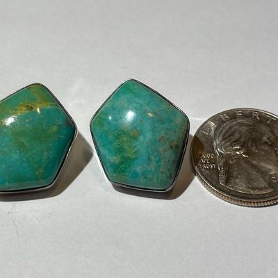 Sterling Silver Turquoise Stud Back Earrings in New Never Worn Condition as Pictured.