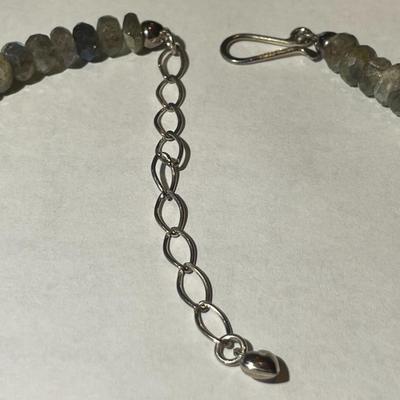 Jay King (DTR) Sterling Silver New Never Used Fashion Gray Iridescent Bead 18"-20" Adjustable Necklace Preowned from an Estate....