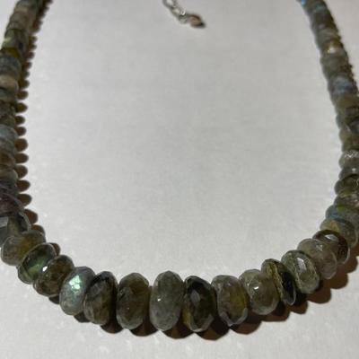 Jay King (DTR) Sterling Silver New Never Used Fashion Gray Iridescent Bead 18"-20" Adjustable Necklace Preowned from an Estate....