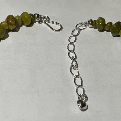 Jay King (DTR) Sterling Silver New Never Used Olive Green Color Bead 18"-20" Adjustable Necklace Preowned from an Estate....