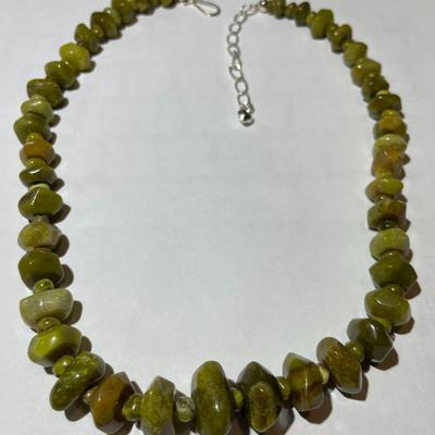 Jay King (DTR) Sterling Silver New Never Used Olive Green Color Bead 18"-20" Adjustable Necklace Preowned from an Estate....