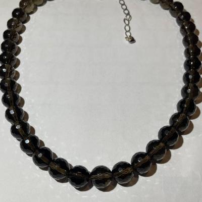 Jay King (DTR) Sterling Silver New Never Used Fashion Brown Quartz Bead 18"-20" Adjustable Necklace Preowned from an Estate....