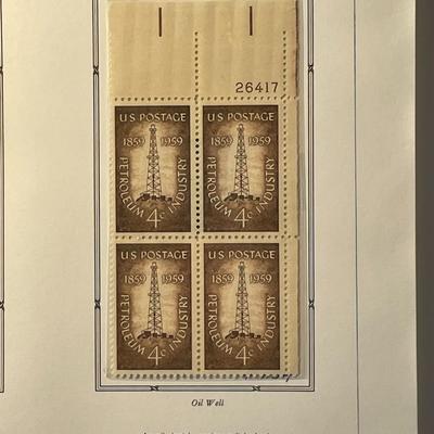 Pan American Games & Petroleum Industry 1959 Mint Condition US Stamp Plate Blocks Page as Pictured. Only One $5 Shipping Charge for 1...
