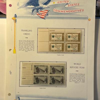 Franklin's Credo & World Refugee Year 1960 Mint Condition US Stamp Plate Blocks Page as Pictured. Only One $5 Shipping Charge...