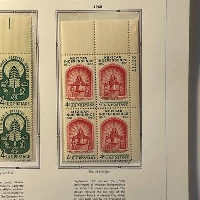 5th World Forestry Congress & Mexican Independence 1960 Mint Condition US Stamp Plate Blocks Page as Pictured. Only One $5 Shipping...
