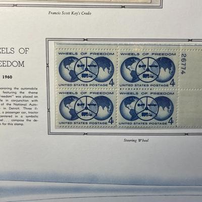 Key's Credo & Wheels of America 1960 Mint Condition US Stamp Plate Blocks Page as Pictured. Only One $5 Shipping Charge for 1 or...