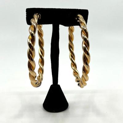 498 JENNIFER FISHER Twisted Lilly Hoops with 14k Gold Posts
