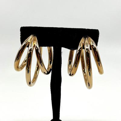 499 JENNIFER FISHER Triple Hoop Ear Rings 14k Gold Posts