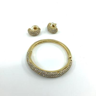 502 DIOR Crystal Gold Tone Earrings and Bracelet