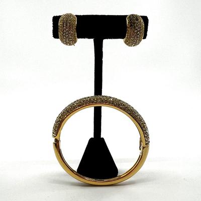 502 DIOR Crystal Gold Tone Earrings and Bracelet