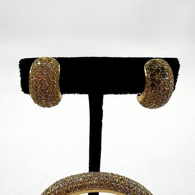 502 DIOR Crystal Gold Tone Earrings and Bracelet