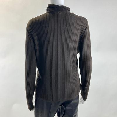 508 GRETA GARBOS Brown Suede Rib Botton-up Top