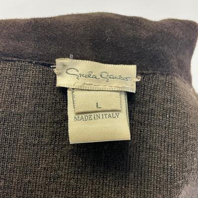 508 GRETA GARBOS Brown Suede Rib Botton-up Top