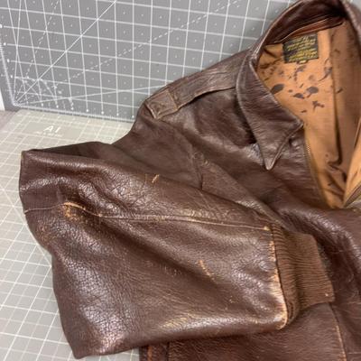 Vintage U S Airforce Leather Flight Jacket, A-2 Size 38 