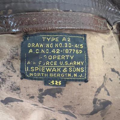 Vintage U S Airforce Leather Flight Jacket, A-2 Size 38 