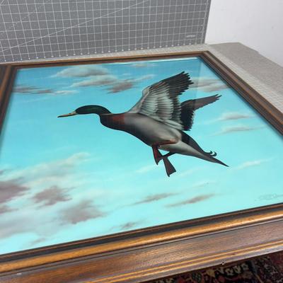 Mallard REVERSE Glass Painting/Etching, by Don Cummings, Original: This Painting Hung in Ducks Unlimited Headquarters!  Glass Additional...