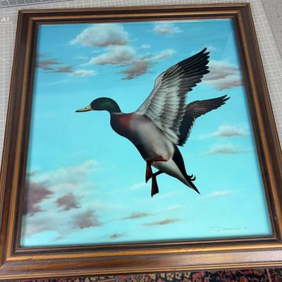 Mallard REVERSE Glass Painting/Etching, by Don Cummings, Original: This Painting Hung in Ducks Unlimited Headquarters!  Glass Additional...