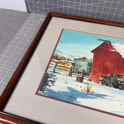 Lester. B. Lee Water Color Original, Barn Scene Painting