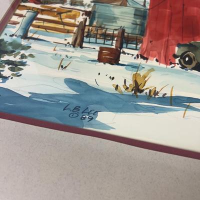 Lester. B. Lee Water Color Original, Barn Scene Painting