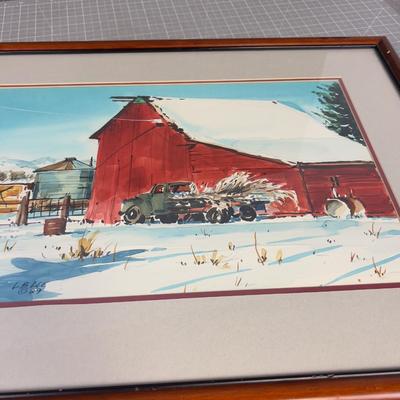 Lester. B. Lee Water Color Original, Barn Scene Painting