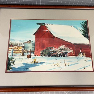 Lester. B. Lee Water Color Original, Barn Scene Painting