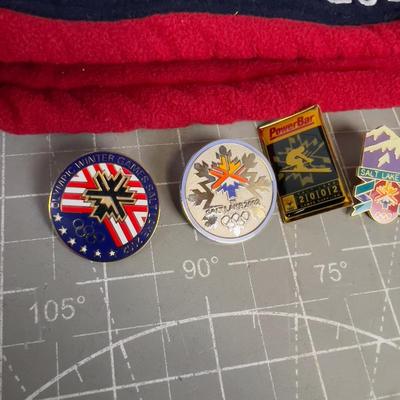 (2) Roots 2002 Olympic Beret with 6 Olympic Pins