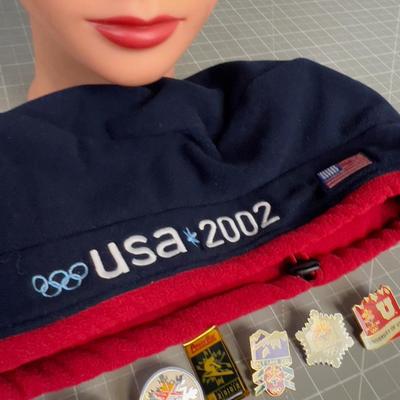 (2) Roots 2002 Olympic Beret with 6 Olympic Pins