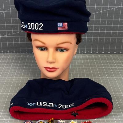 (2) Roots 2002 Olympic Beret with 6 Olympic Pins