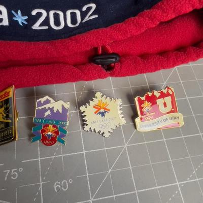 (2) Roots 2002 Olympic Beret with 6 Olympic Pins