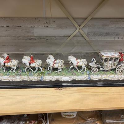 LUIGI FABRIS PORCELAIN HORSE AND CARRIAGE