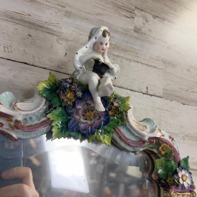 Antique MEISSEN Putti Cherub Mirror
